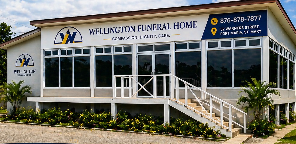 Wellington Funeral Home building at 52 Warners Street, Port Maria, St. Mary